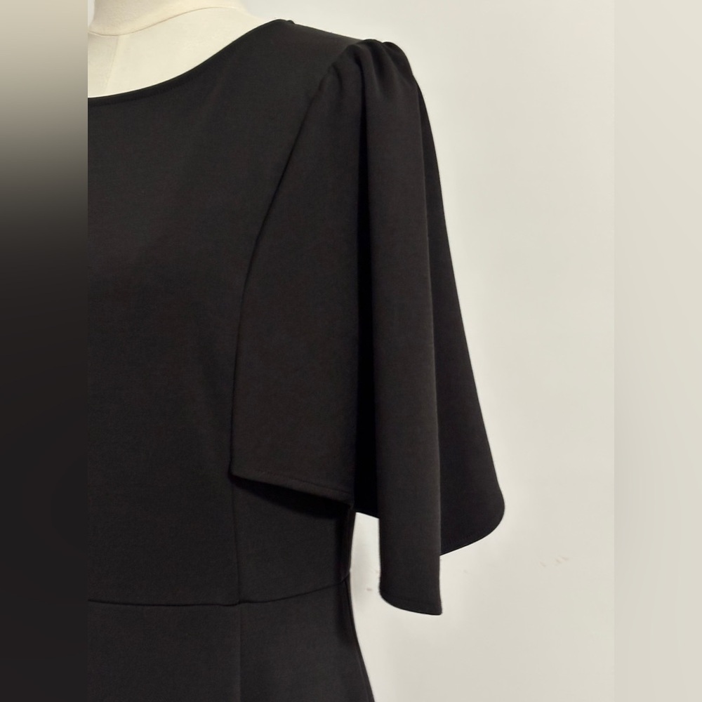 Grace Karin Black 3/4 Ruffle Cape Sleeve Pencil Dress Size Large  SKU 23 - Picture 3 of 10